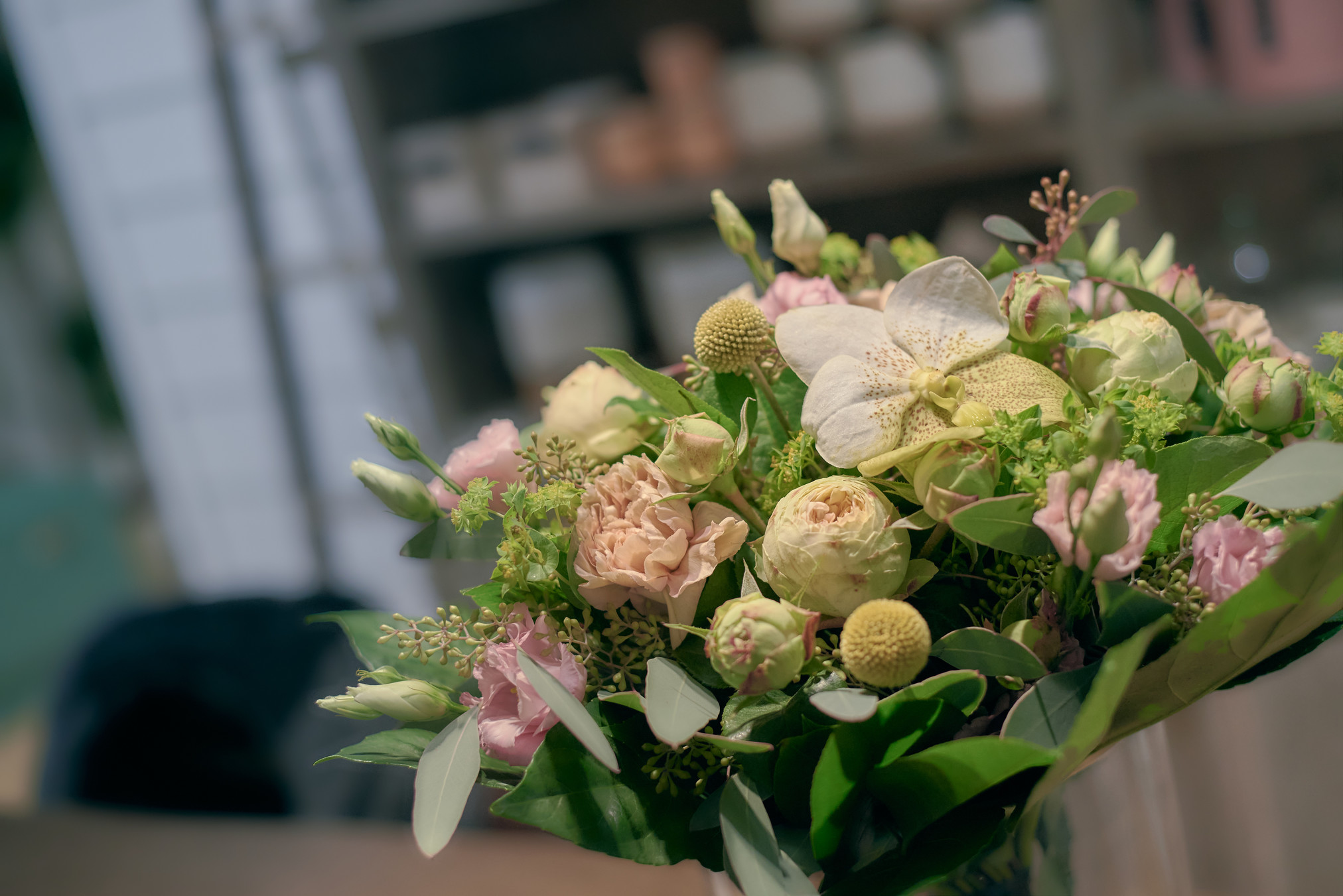 Bouquet de fleurs tons pastel